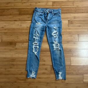 American Eagle super stretch ripped skinny jeans.